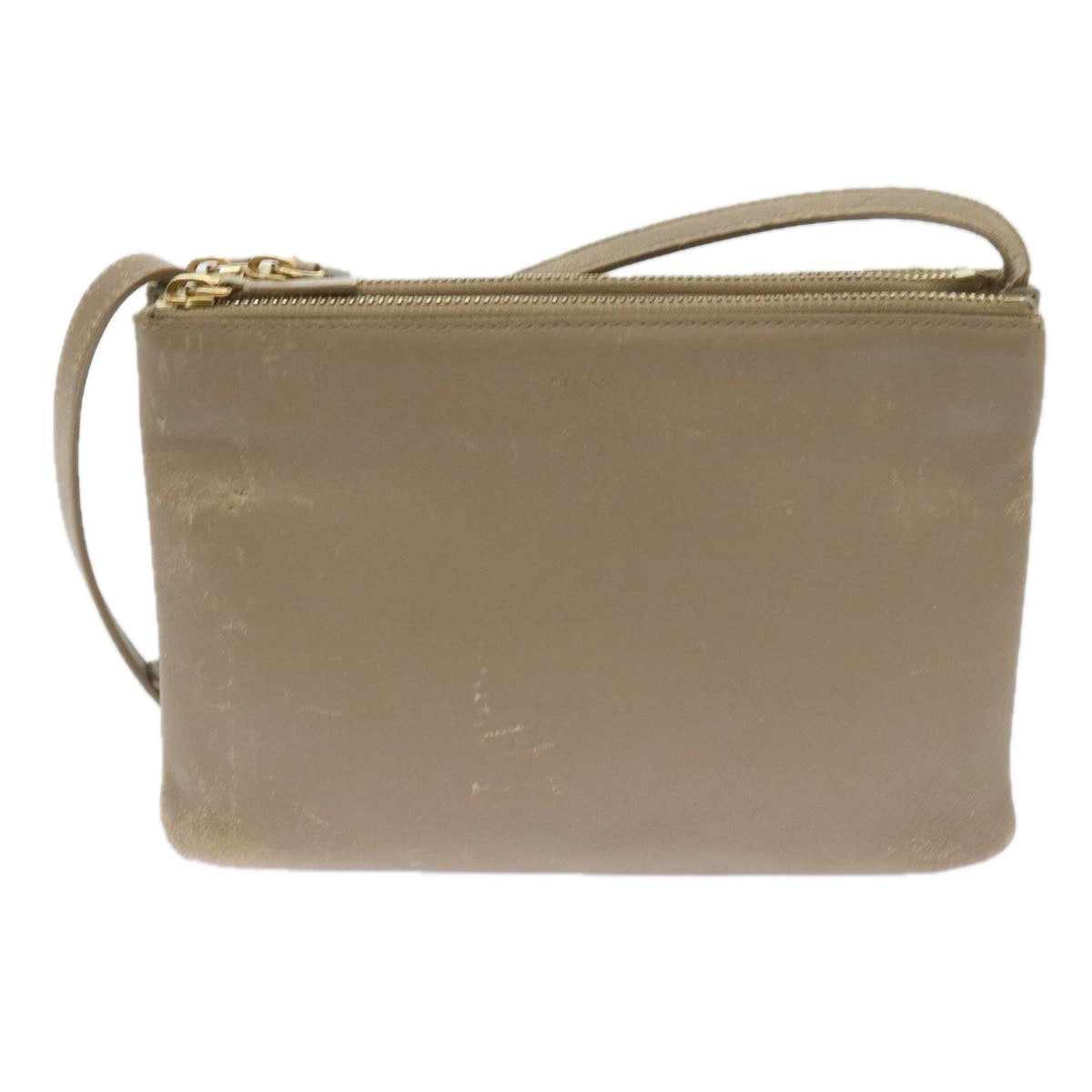 Luxury CELINE TRIO SMALL Shoulder Bag Leather Beige  8890