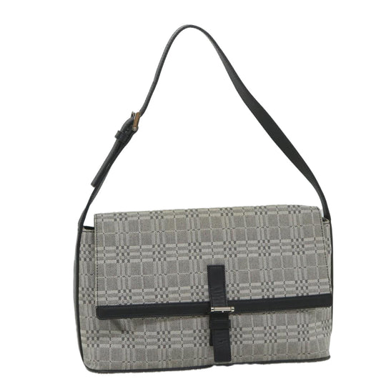 Luxury Burberry Shoulder Bag Canvas Gray Auth bs9261