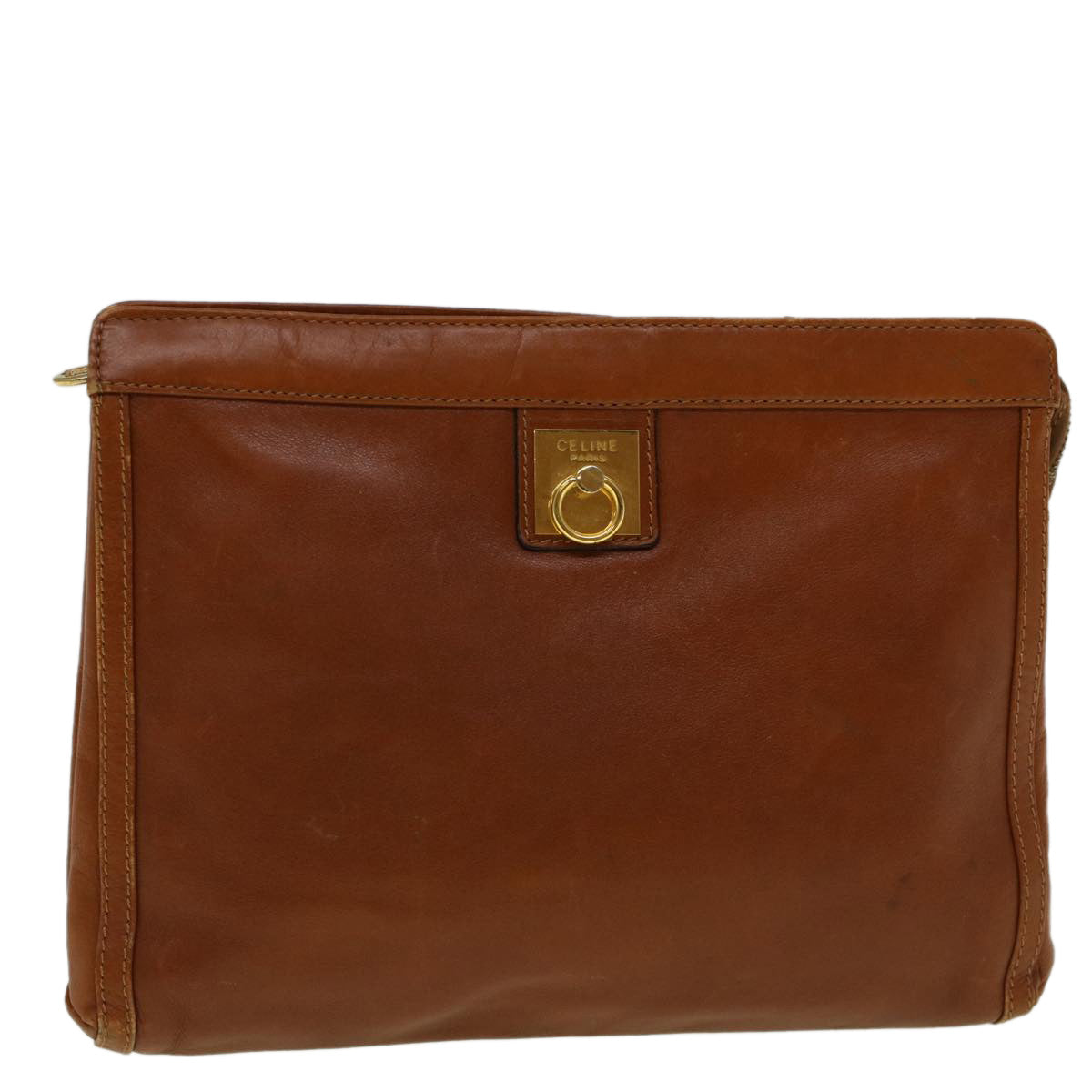 Luxury CELINE Clutch Bag Leather Brown  9584