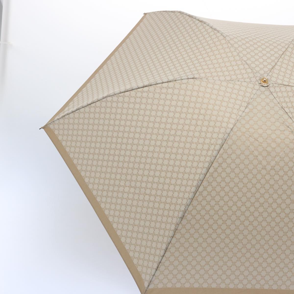Luxury CELINE Macadam Canvas folding Umbrella Nylon Beige  9906