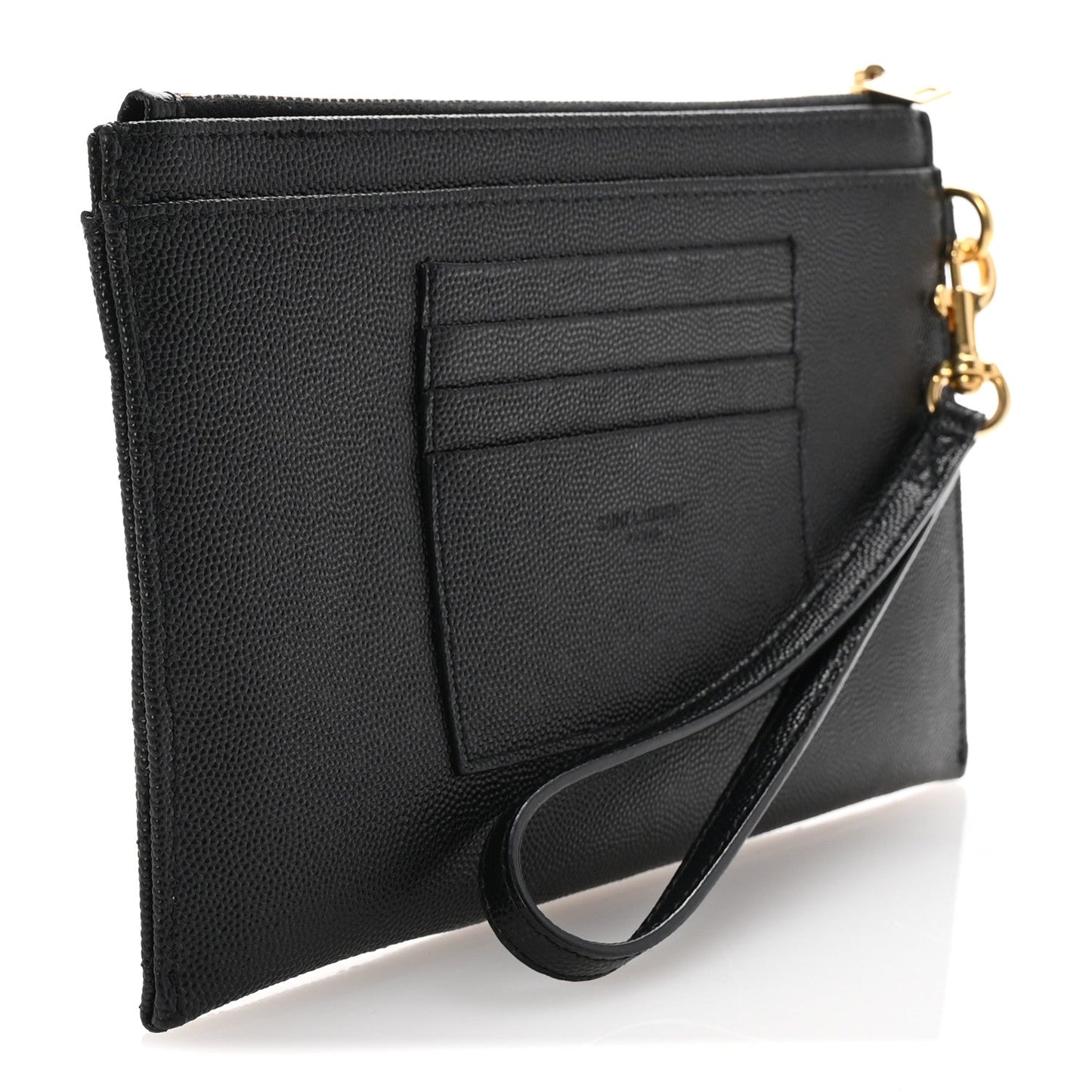 Saint Laurent Grain De Poudre Chevron Monogram Large Bill Pouch Black