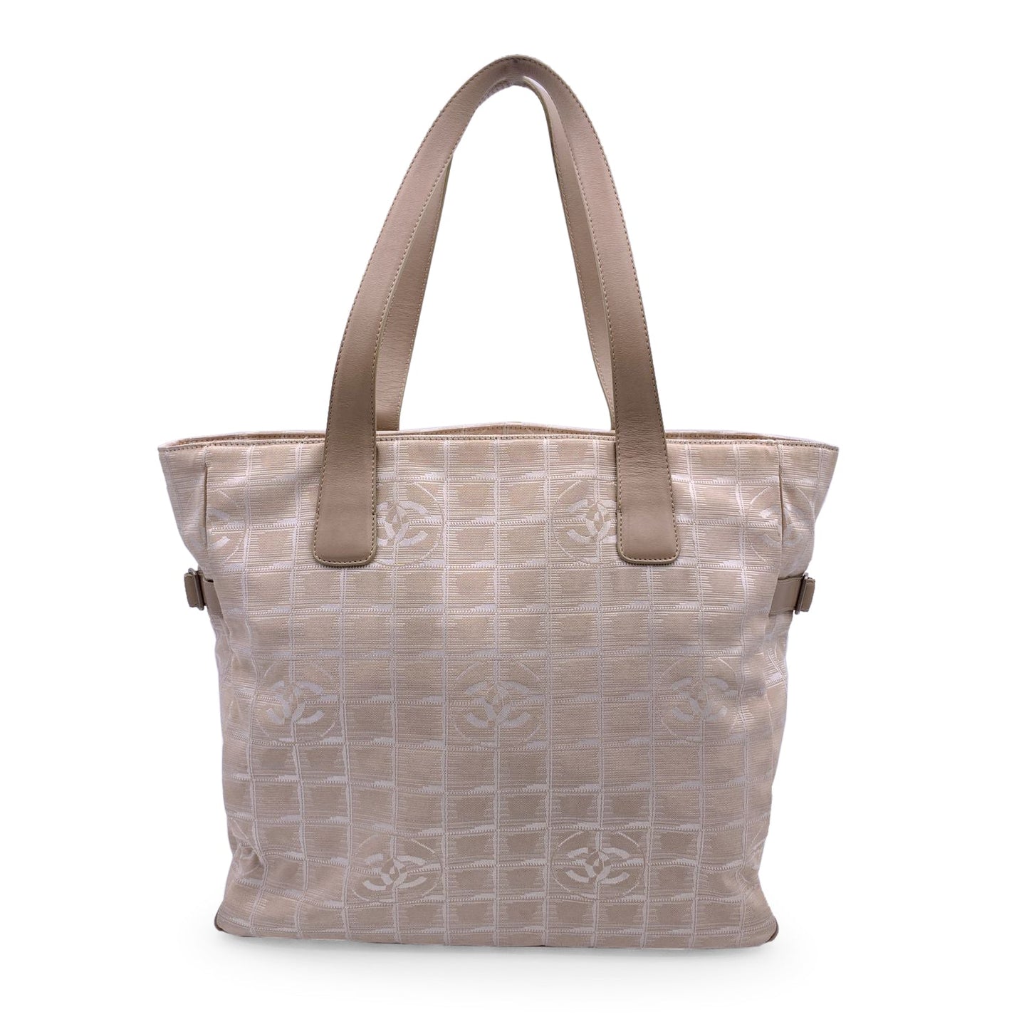 CHANEL Beige Nylon New Travel Line Tote Shoulder Bag 2000S