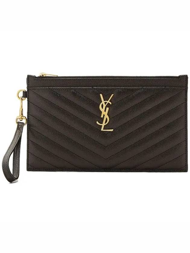 Luxury Saint Laurent Trending 2025 Monogram Quilted Bill Pouch Clutch Bag Black