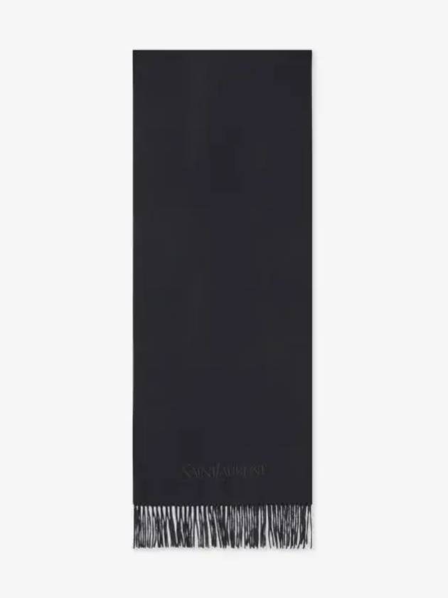 Luxury Saint Laurent Trending 2025 Embroidered Logo Cashmere Muffler Black
