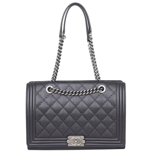 Chanel Boy Double Stitch Large Shopping Tote
