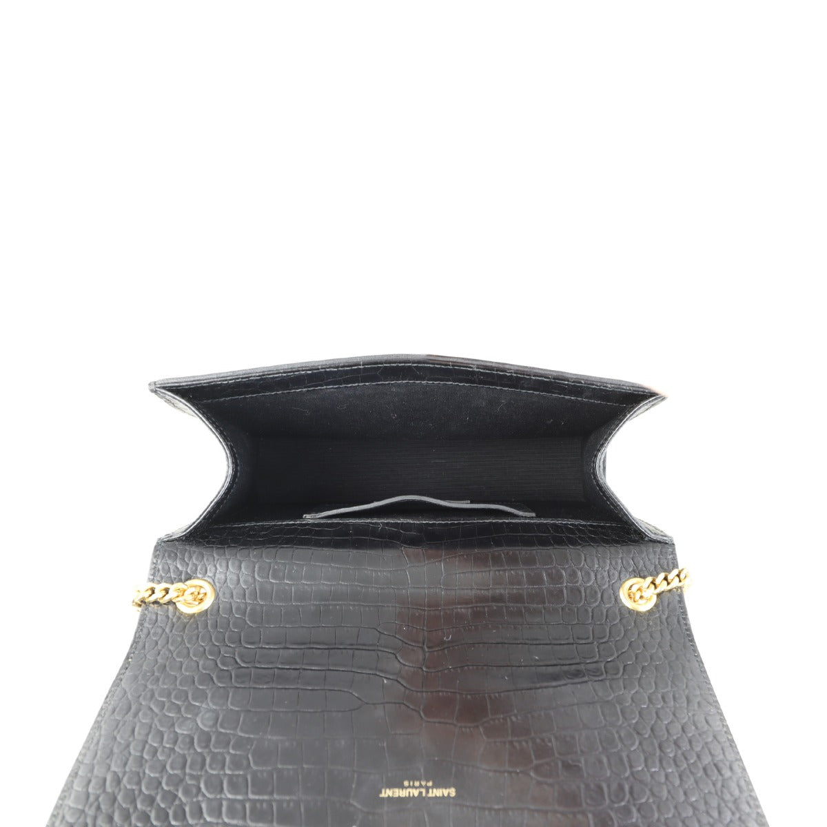 Saint Laurent Kate Tassel Chain Bag Medium Croc-Embossed