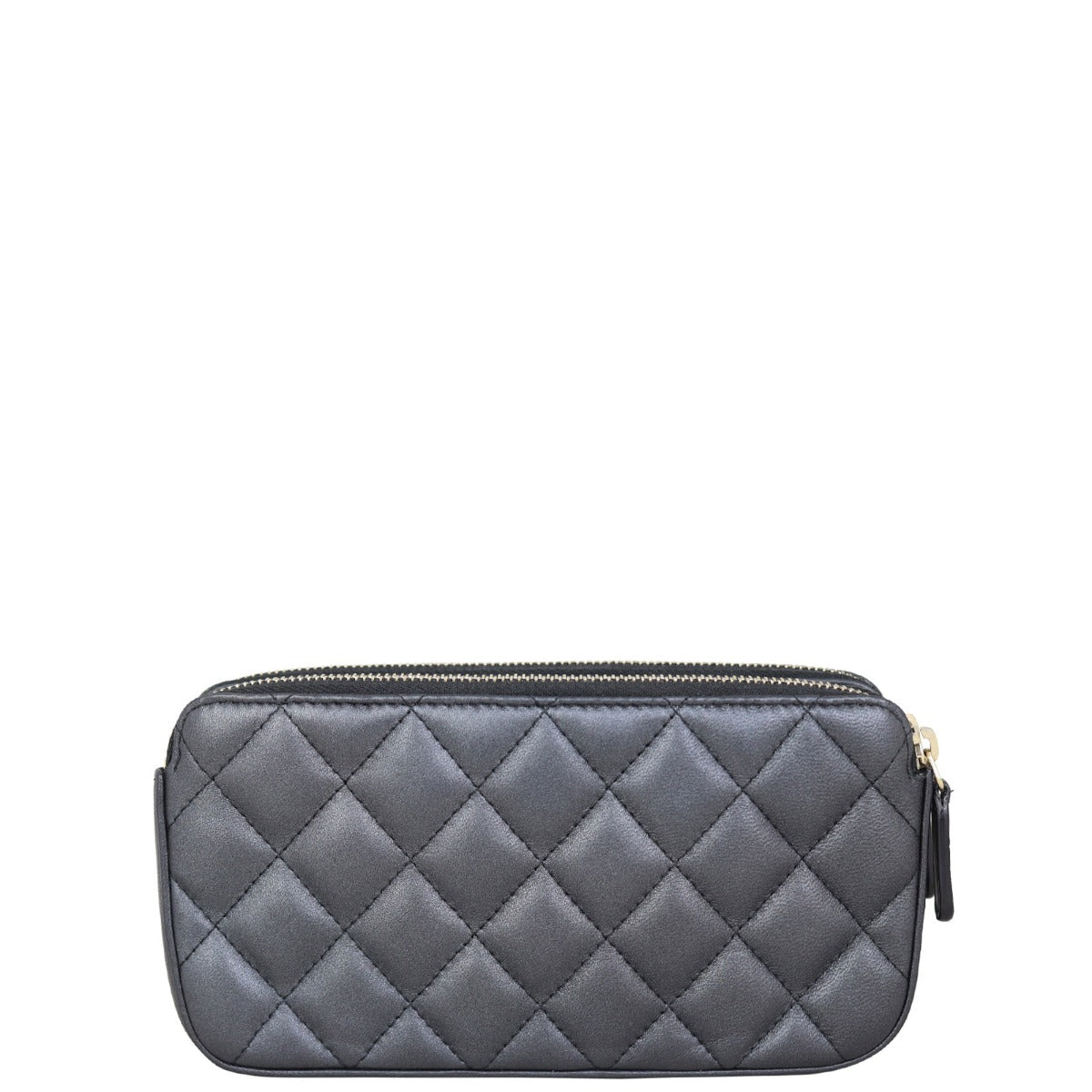 Chanel CC Double Zip Clutch with Pearl Chain