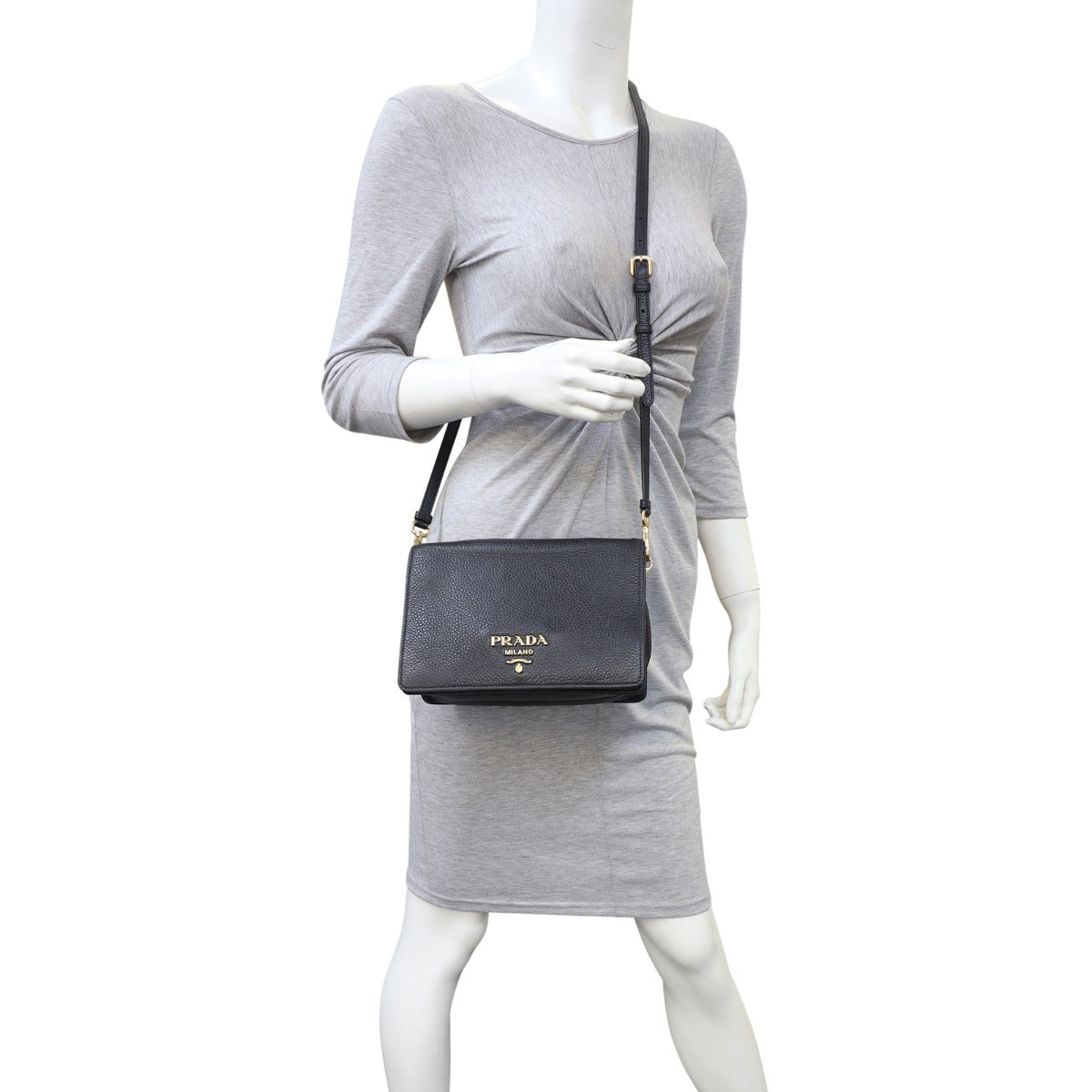 Prada Vitello Daino Crossbody Flap Bag