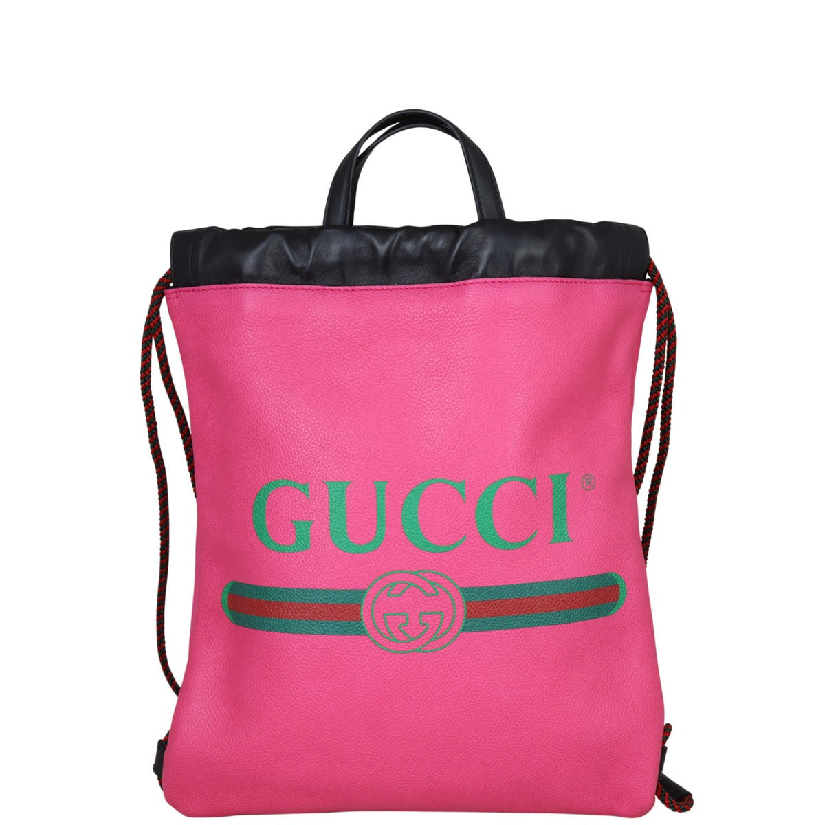 Gucci Leather Logo Drawstring Backpack Small