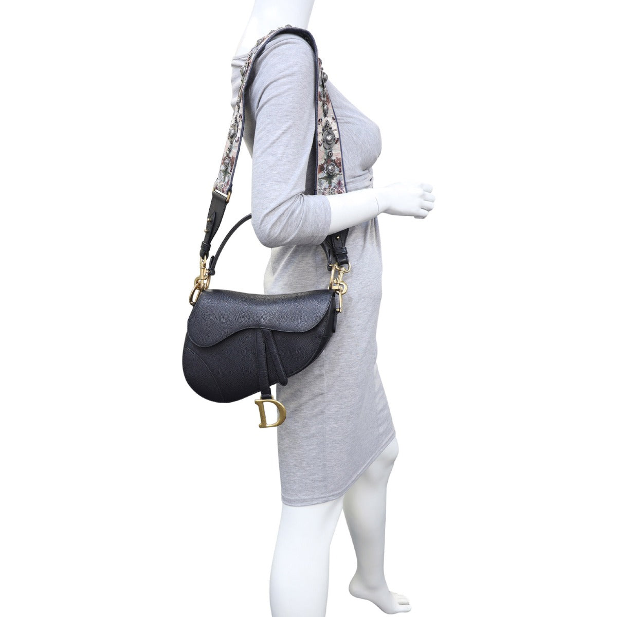 Dior Saddle Bag with Embroidered Shoulder Strap