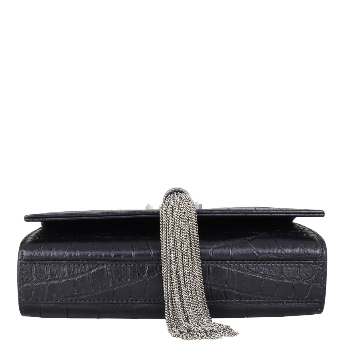 Saint Laurent Kate Tassel Chain Bag Small Croc-Embossed