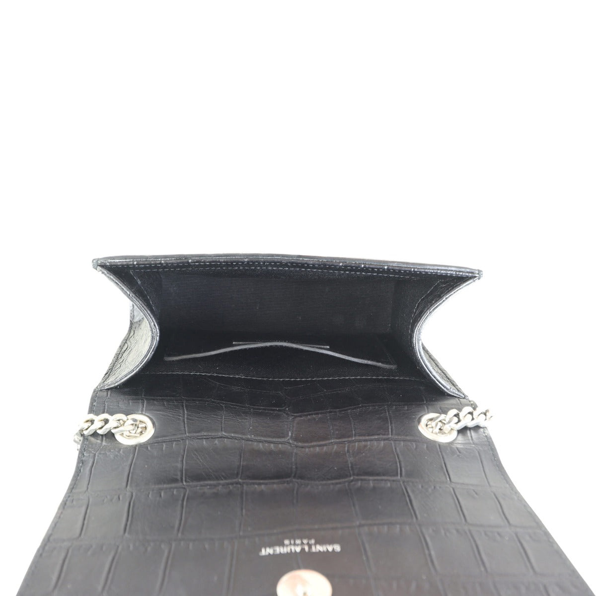 Saint Laurent Kate Tassel Chain Bag Small Croc-Embossed