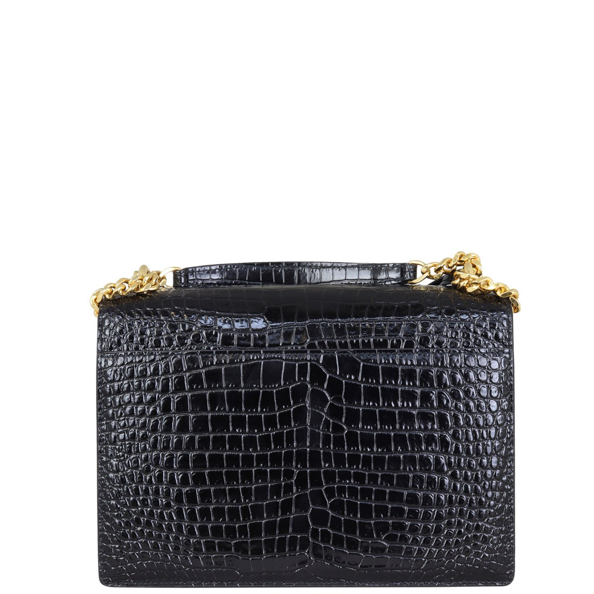 Saint Laurent Sunset Medium Croc-Embossed