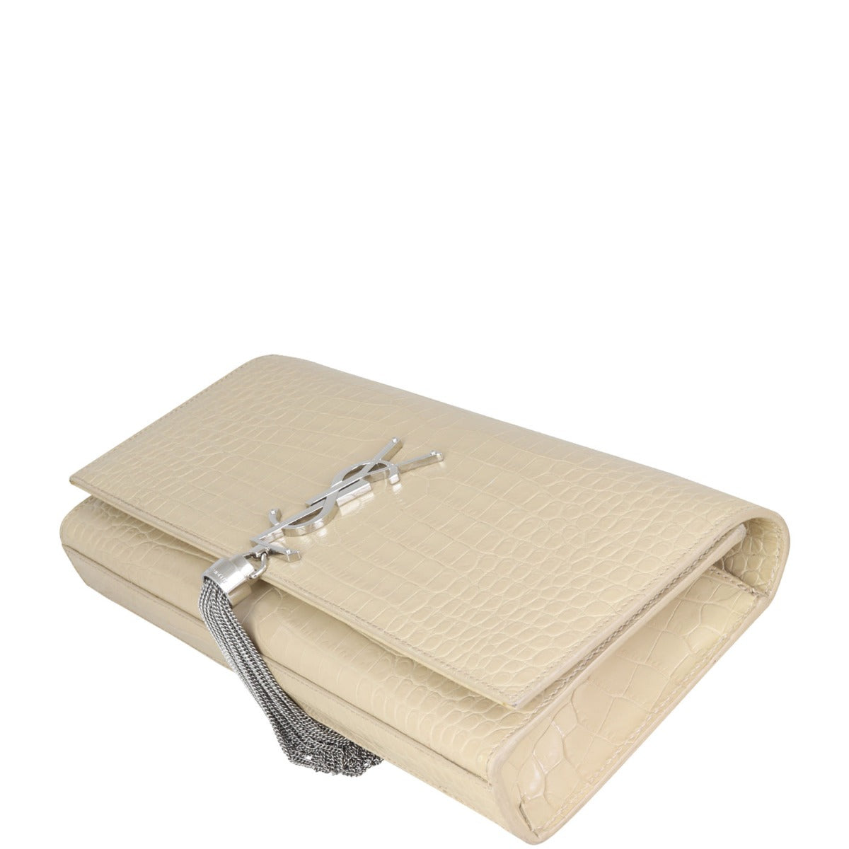 Saint Laurent Kate Tassel Clutch Croc-Embossed