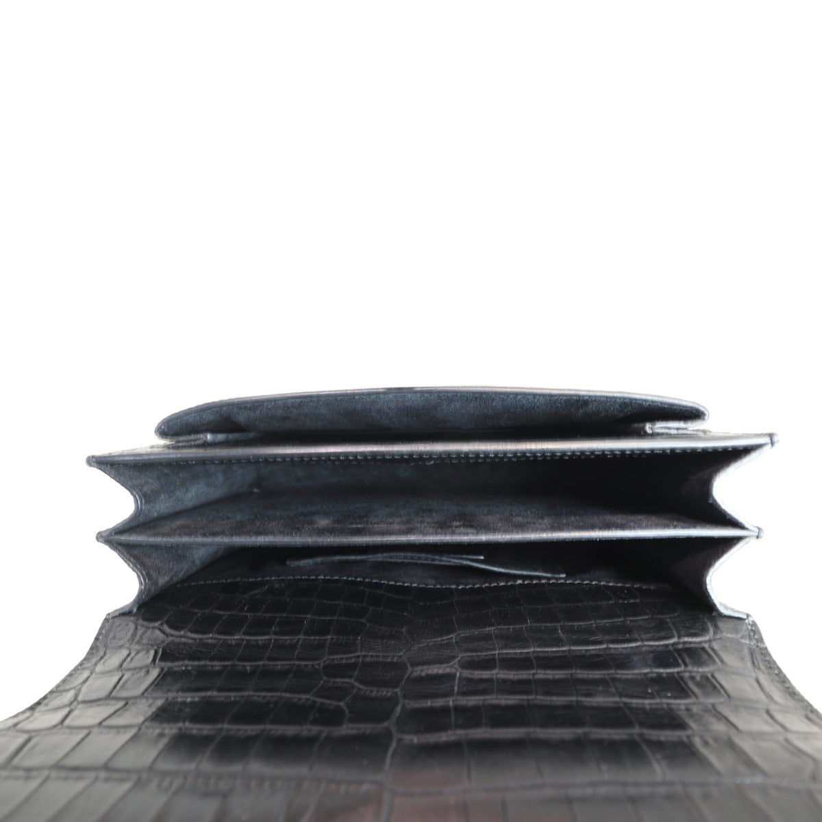 Saint Laurent Sunset Medium Croc-Embossed