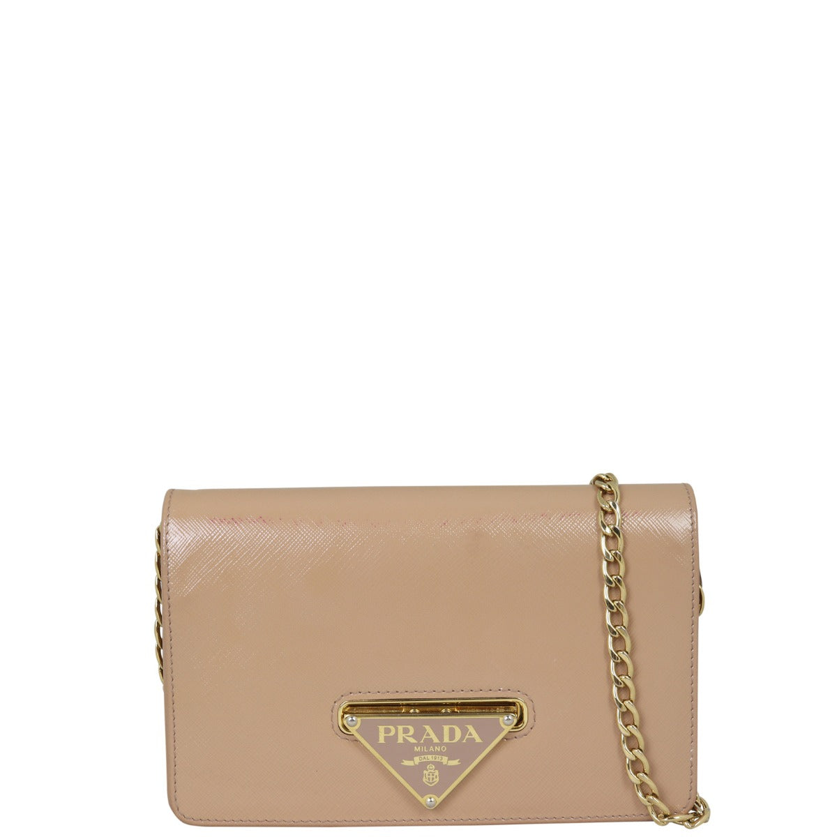 Prada Saffiano Vernice Flip Lock Chain Bag