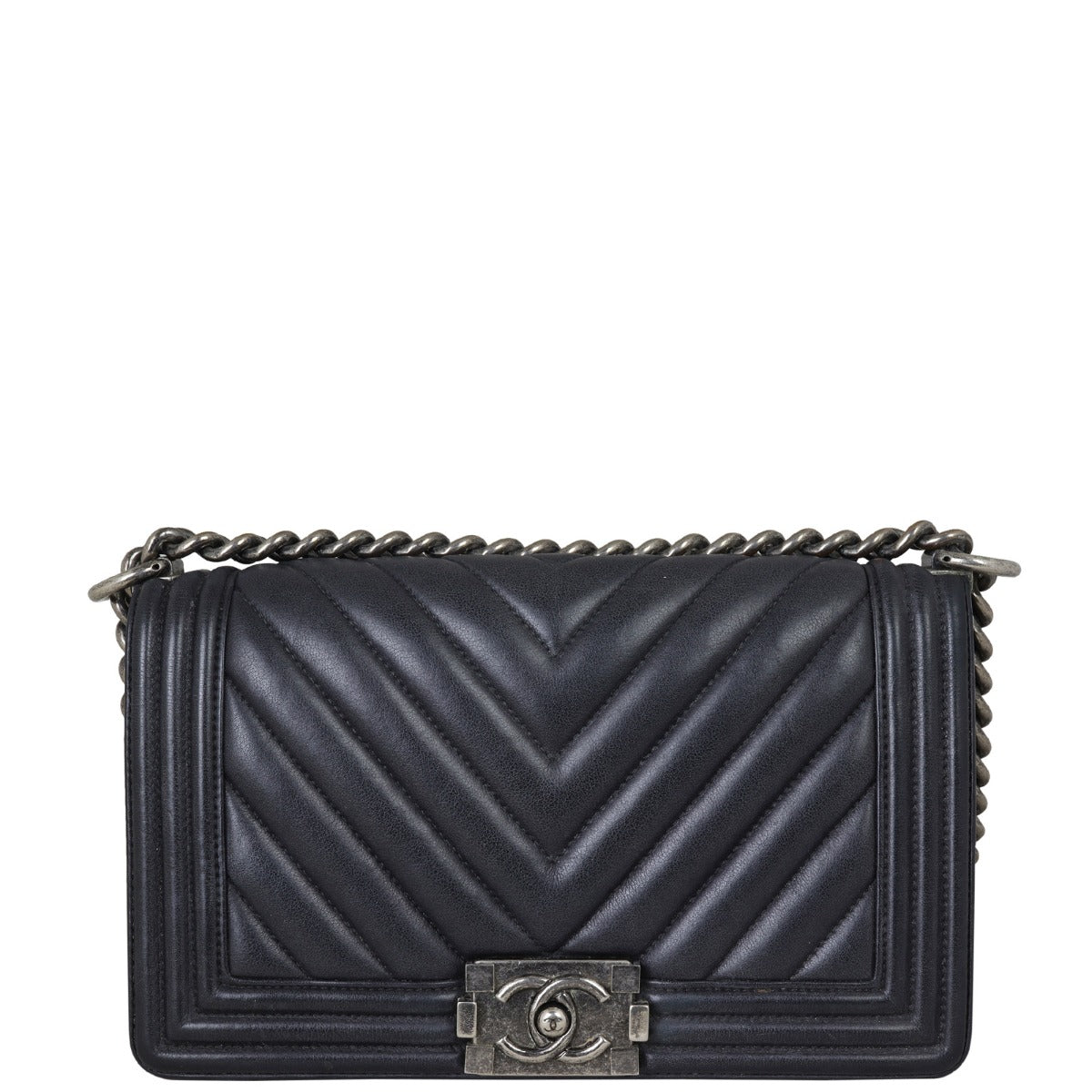 Chanel Boy Chevron Old Medium | Black