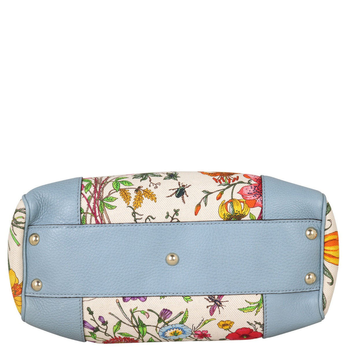 Gucci Bamboo Handle Floral Canvas Tote
