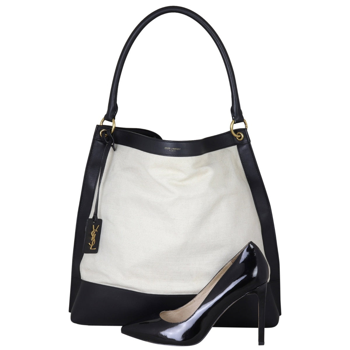 Saint Laurent Colour-Block Canvas and Leather Hobo Medium