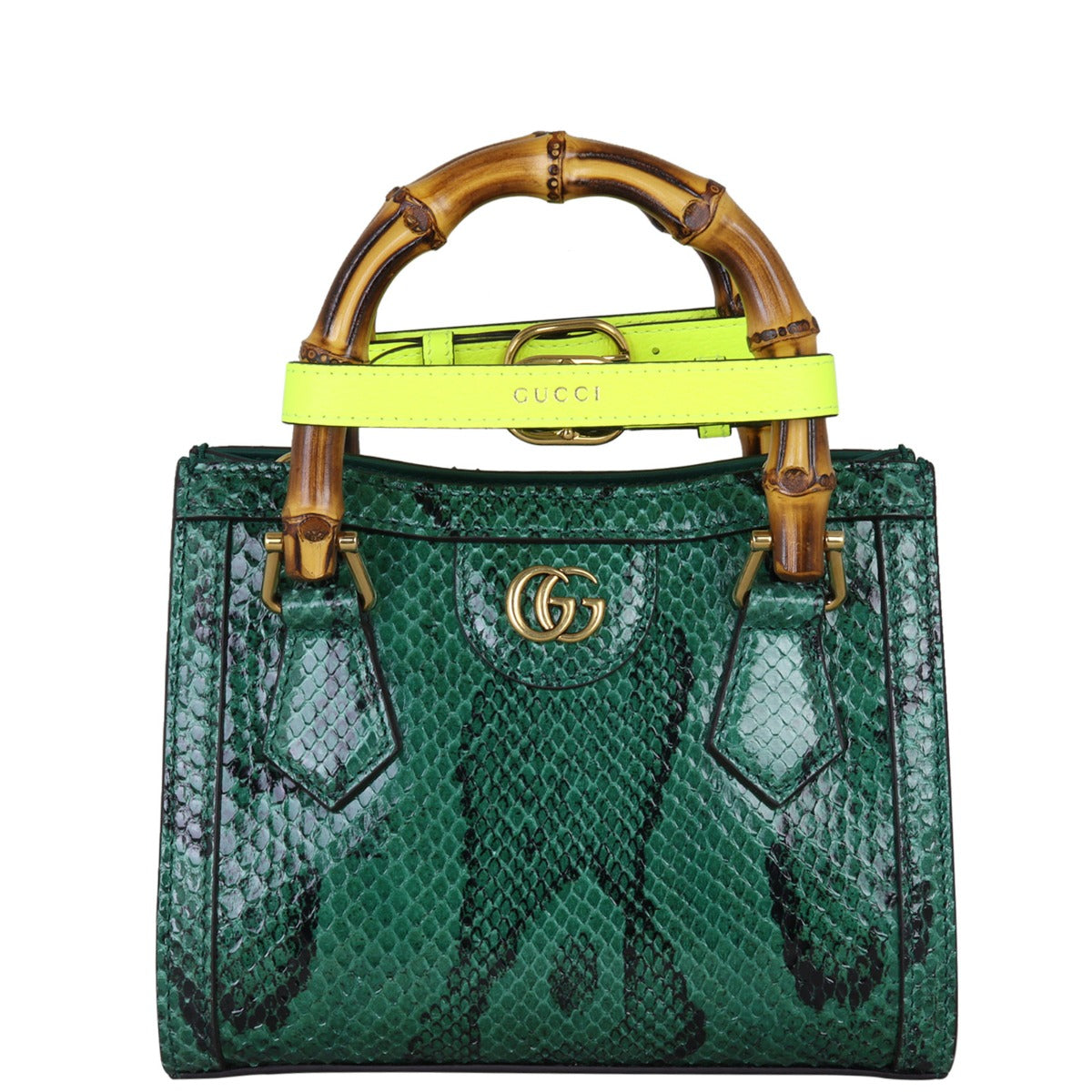 Gucci Diana Bamboo Top Handle Mini Tote Python
