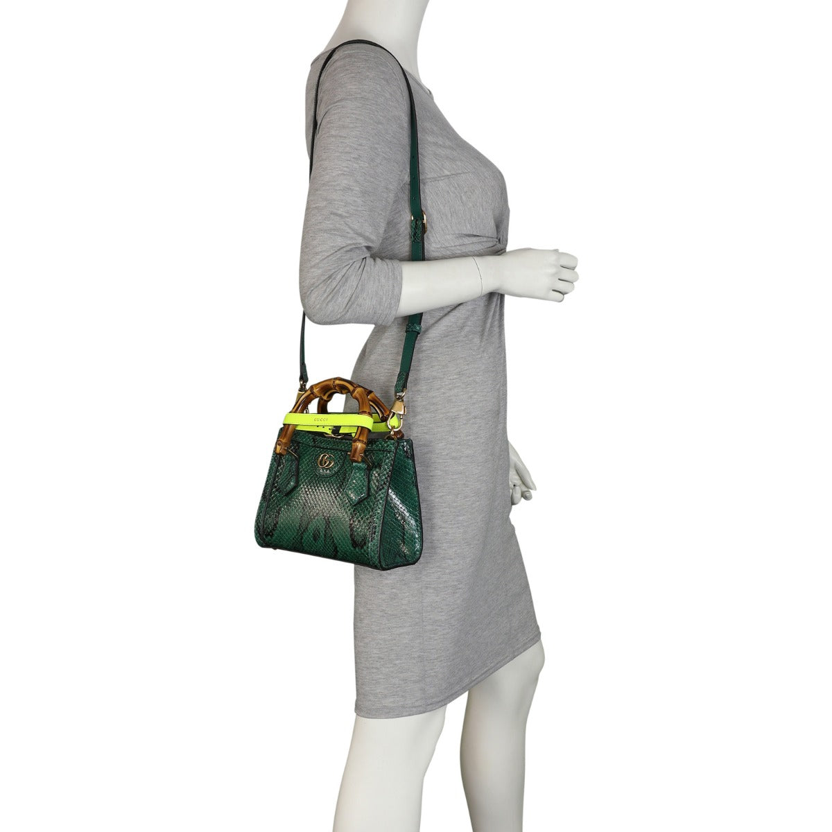 Gucci Diana Bamboo Top Handle Mini Tote Python