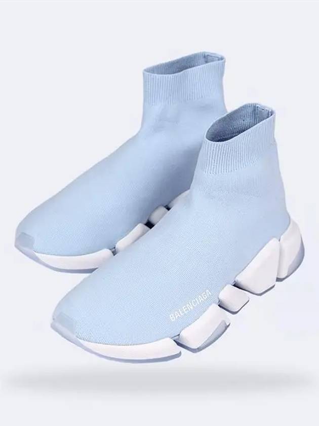 Luxury Balenciaga Trending 2026 Speedrunner Knit High Top Sneakers Blue