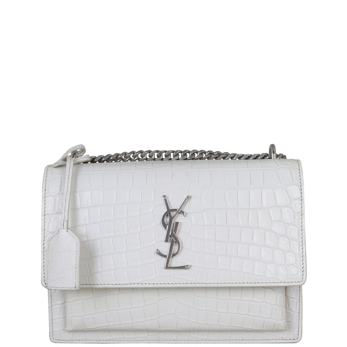 Saint Laurent Sunset Medium Croc-Embossed