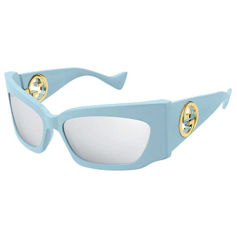 Gucci Sunglasses Geometric Full Rim, Black Frame and Grey Lens GG1412S001