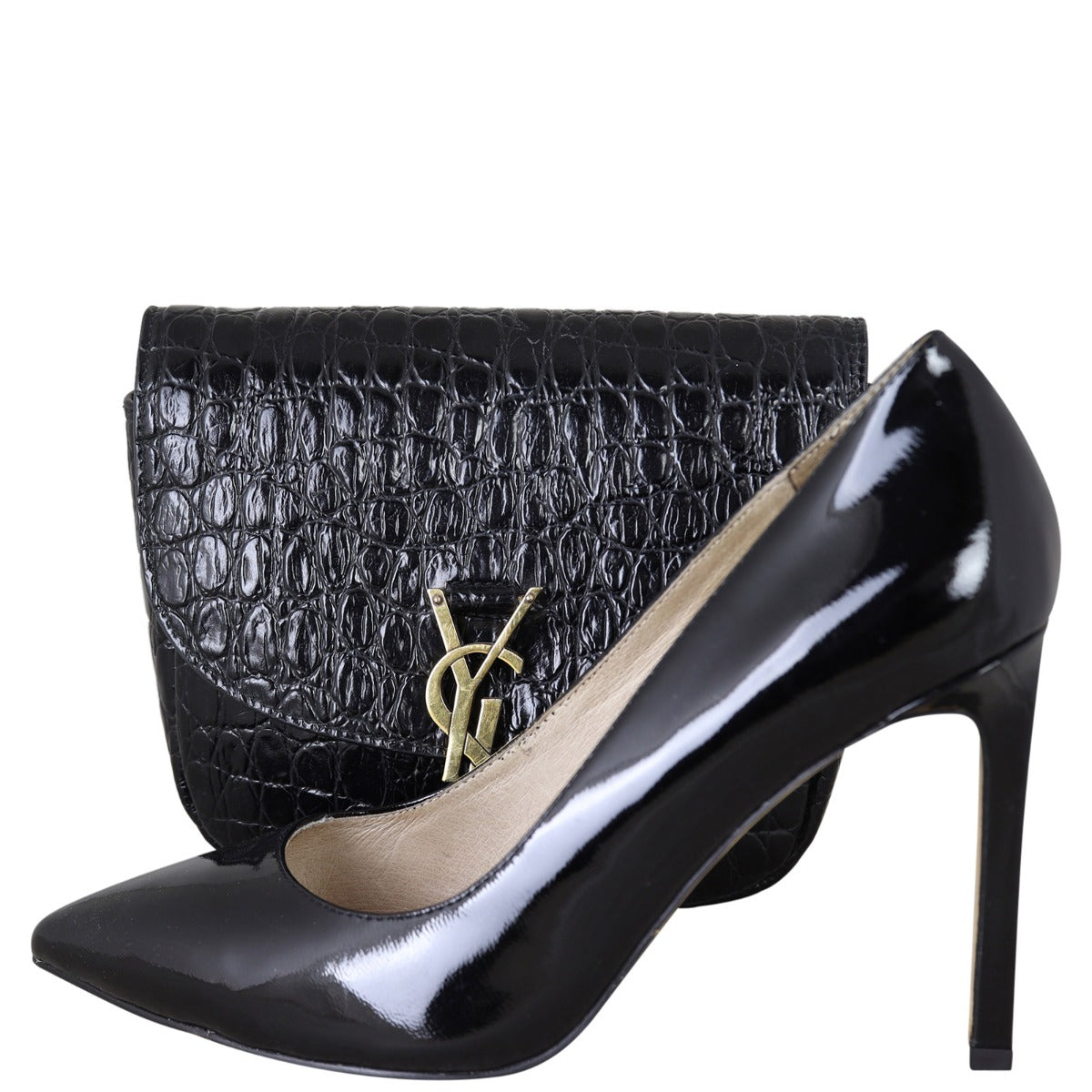 Saint Laurent Kaia Crossbody Small Croc-Embossed