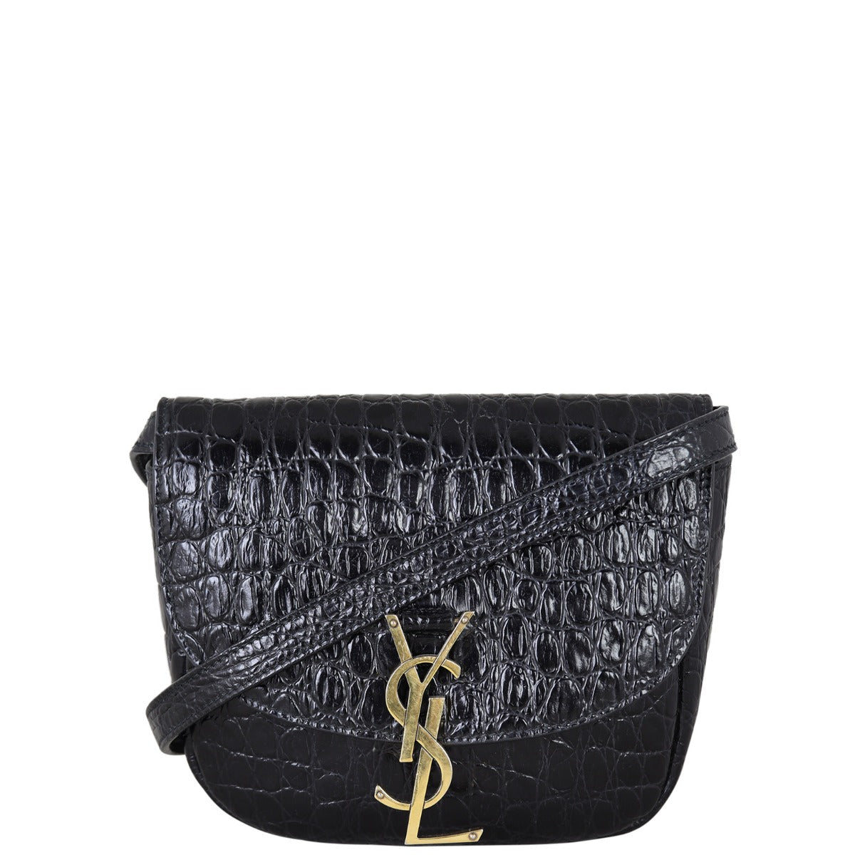 Saint Laurent Kaia Crossbody Small Croc-Embossed