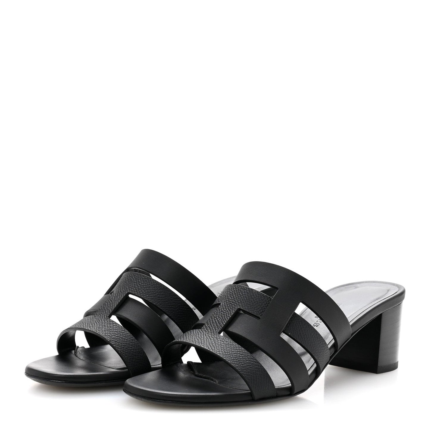 Hermes Calfskin Epsom Amica Sandals 35 Black