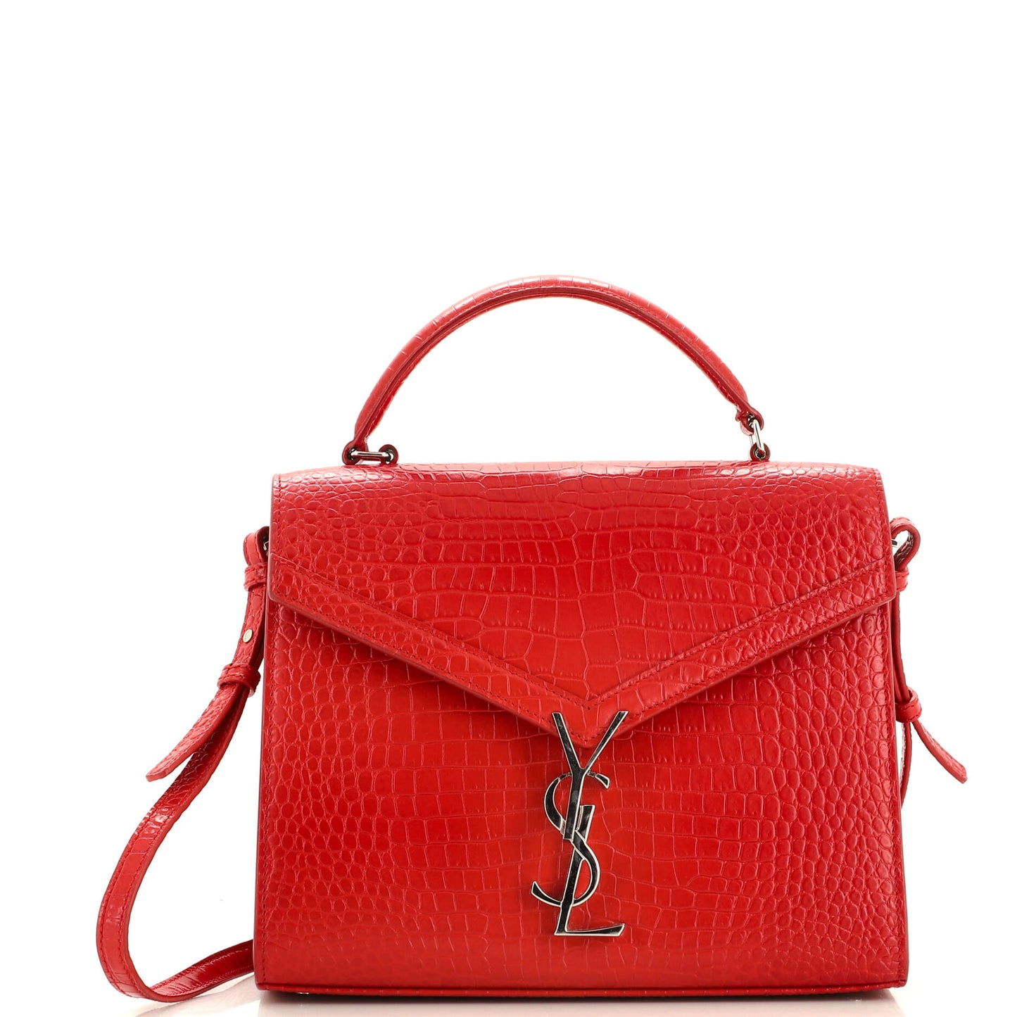 Luxury Saint Laurent Trending 2025 Cassandra Top Handle Bag Crocodile Embossed Leather Medium