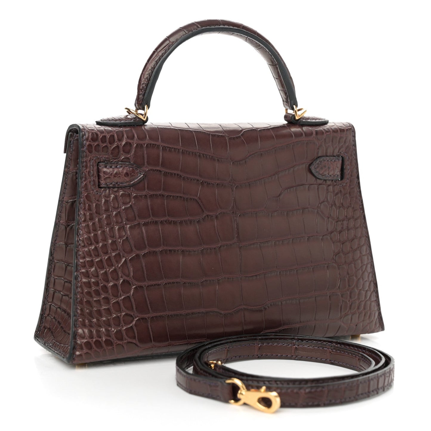 Hermes Matte Alligator Mini Kelly Sellier 20 Havane