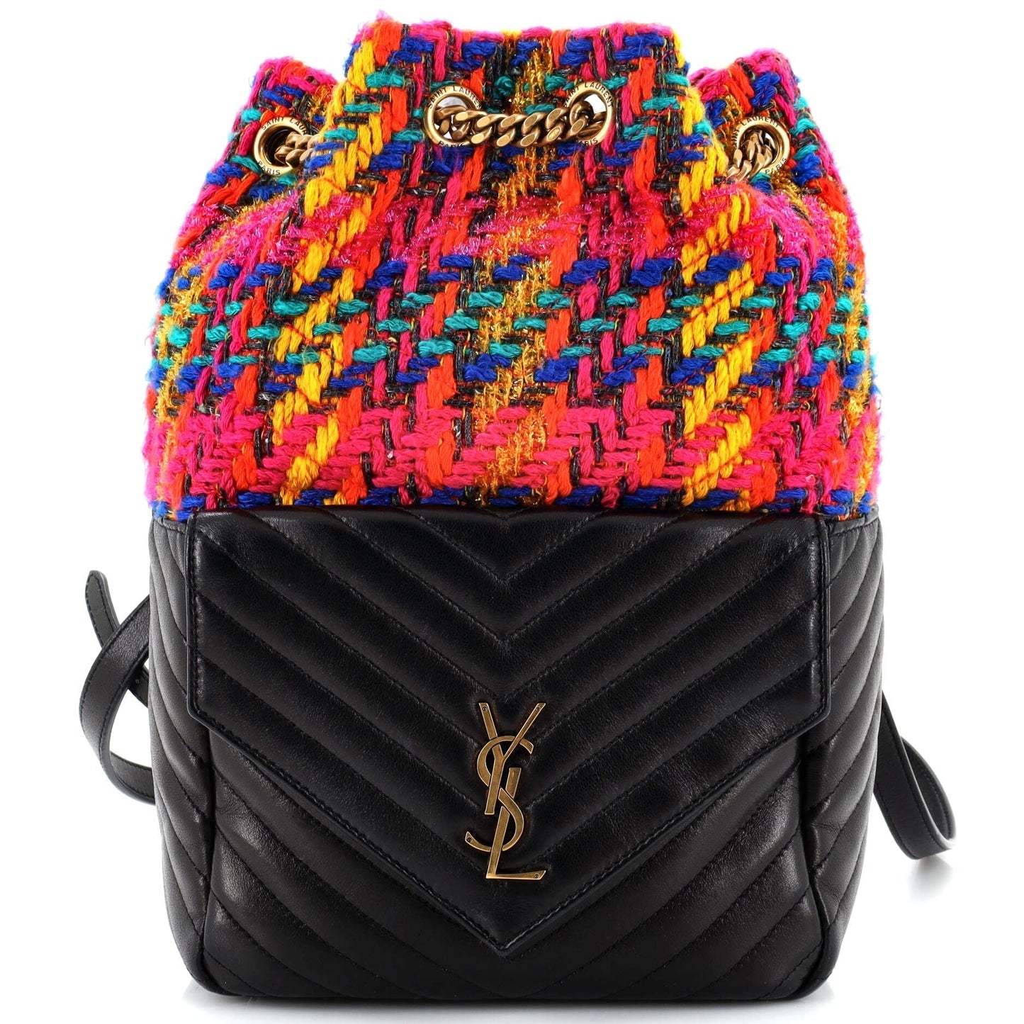 Luxury Saint Laurent Trending 2025 Joe Backpack Matelasse Chevron Leather with Tweed