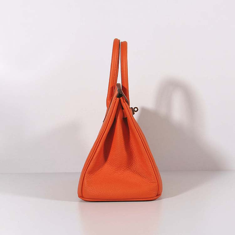 Luxury Hermes 30cm Birkin Bag Togo Leather with Strap Orange Gold