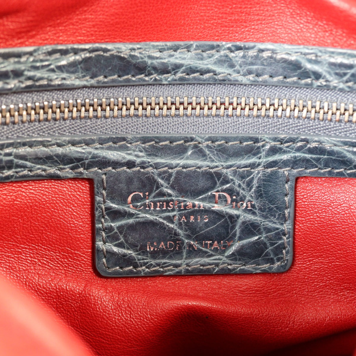 Dior Lady Dior Medium Tweed and Croc Embossed