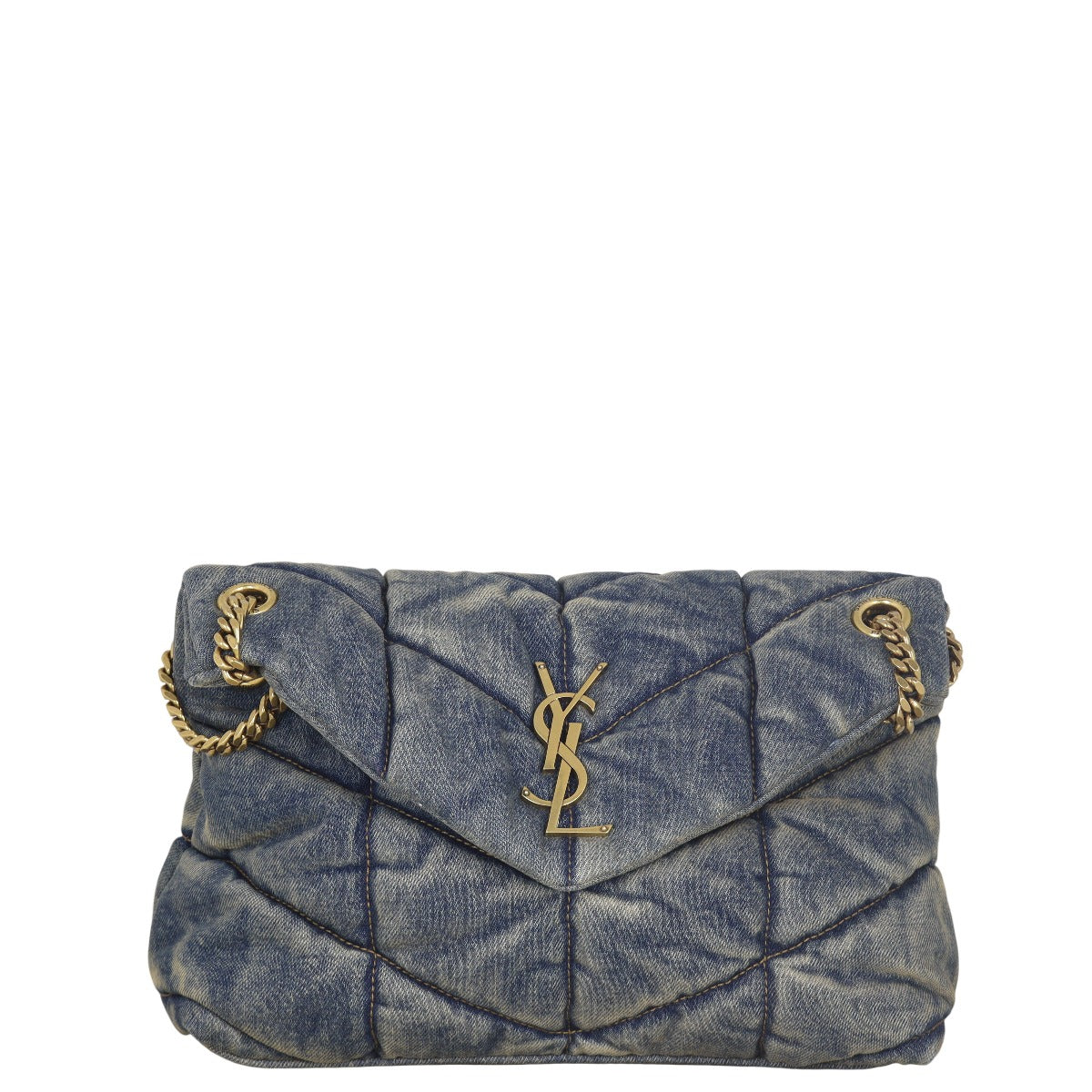 Saint Laurent Loulou Puffer Small Denim