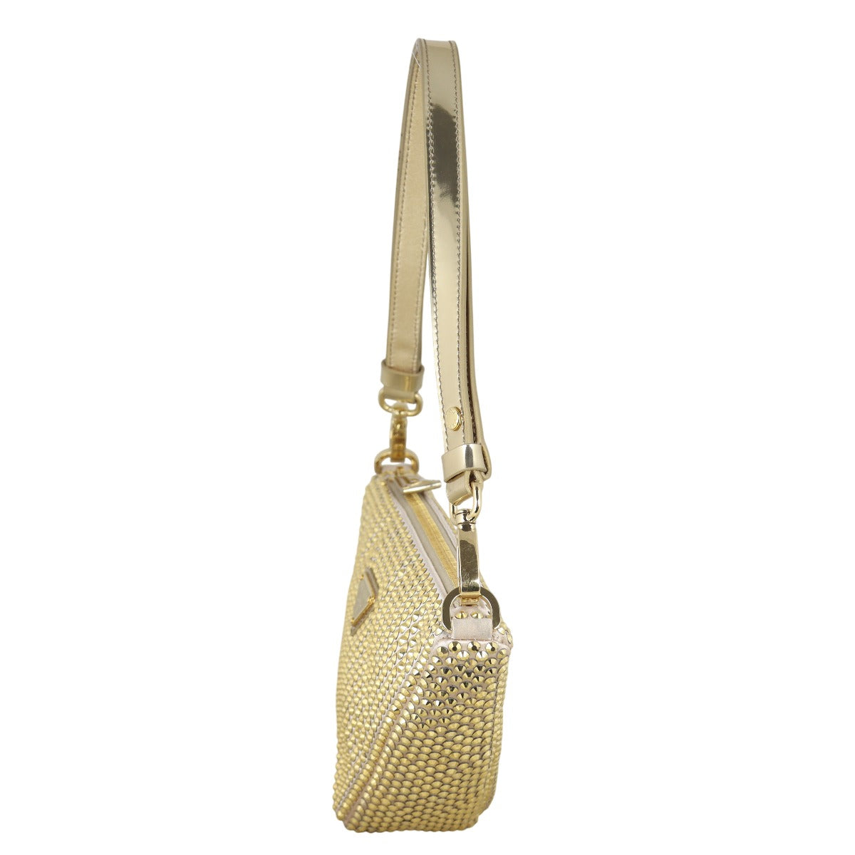 Prada Triangle Satin Crystal Shoulder Bag