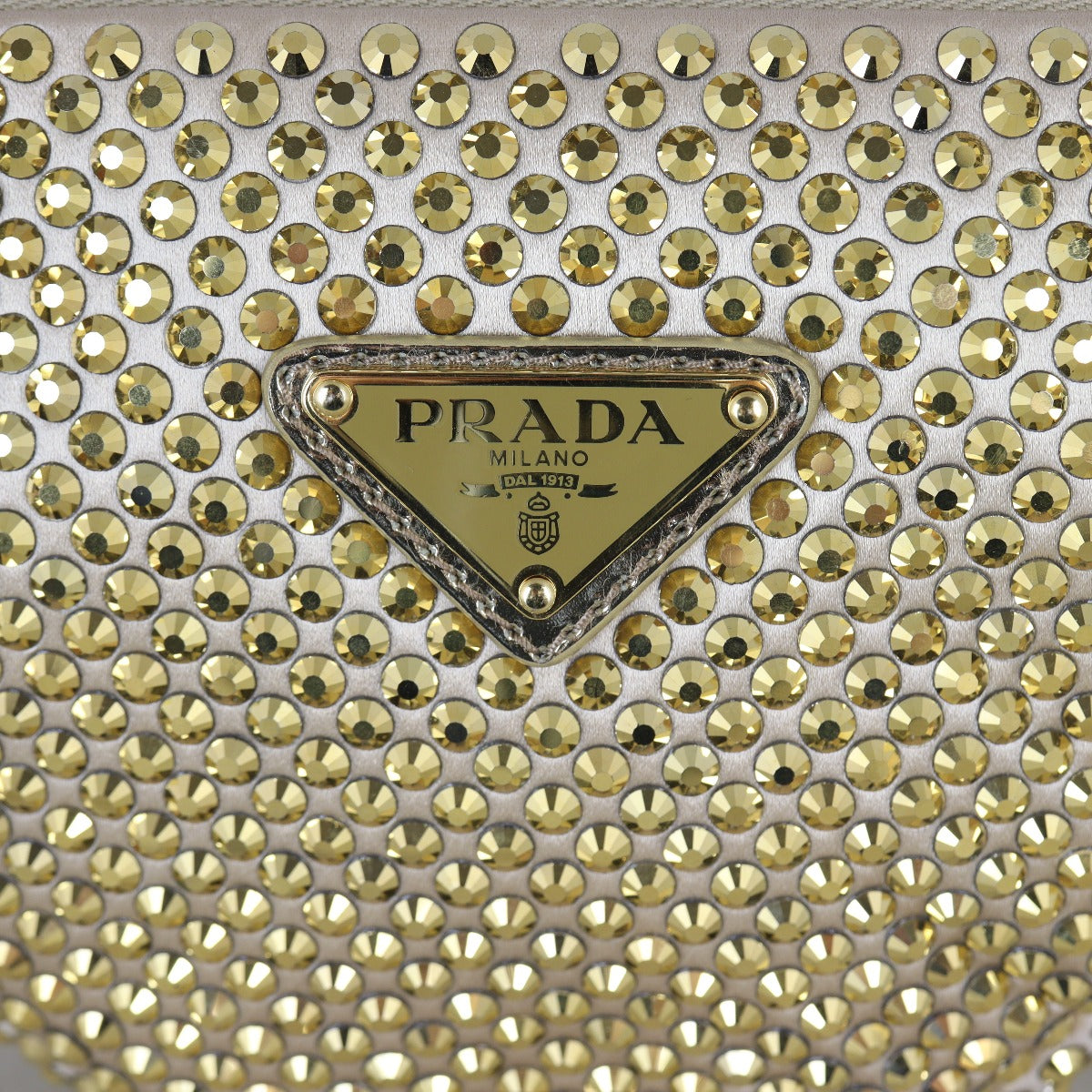Prada Triangle Satin Crystal Shoulder Bag