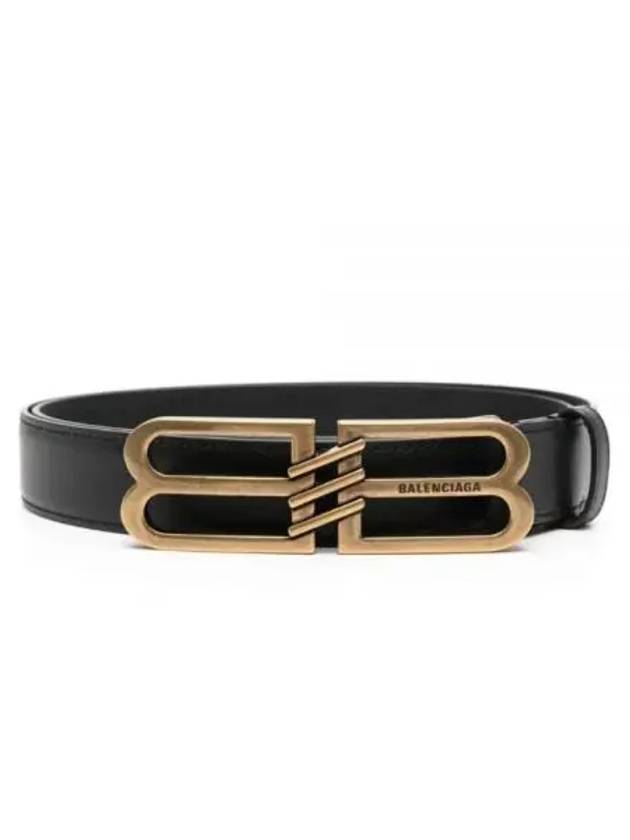 Luxury Balenciaga Trending 2026 BB Signature 30 Buckle Leather Belt Black
