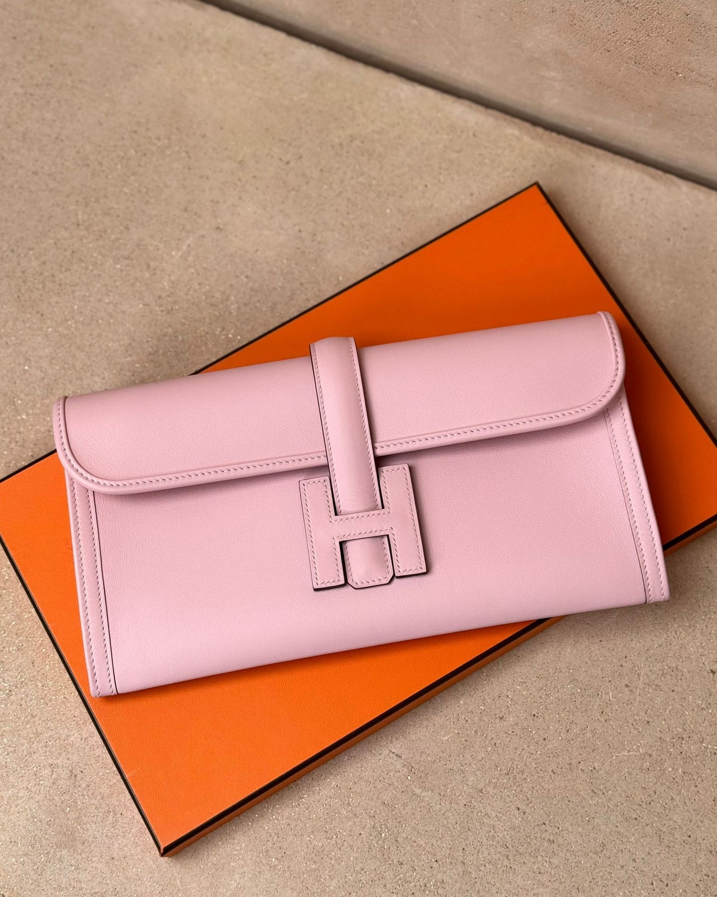 Hermès Jige Clutch 29 - Rose Sakura Swift