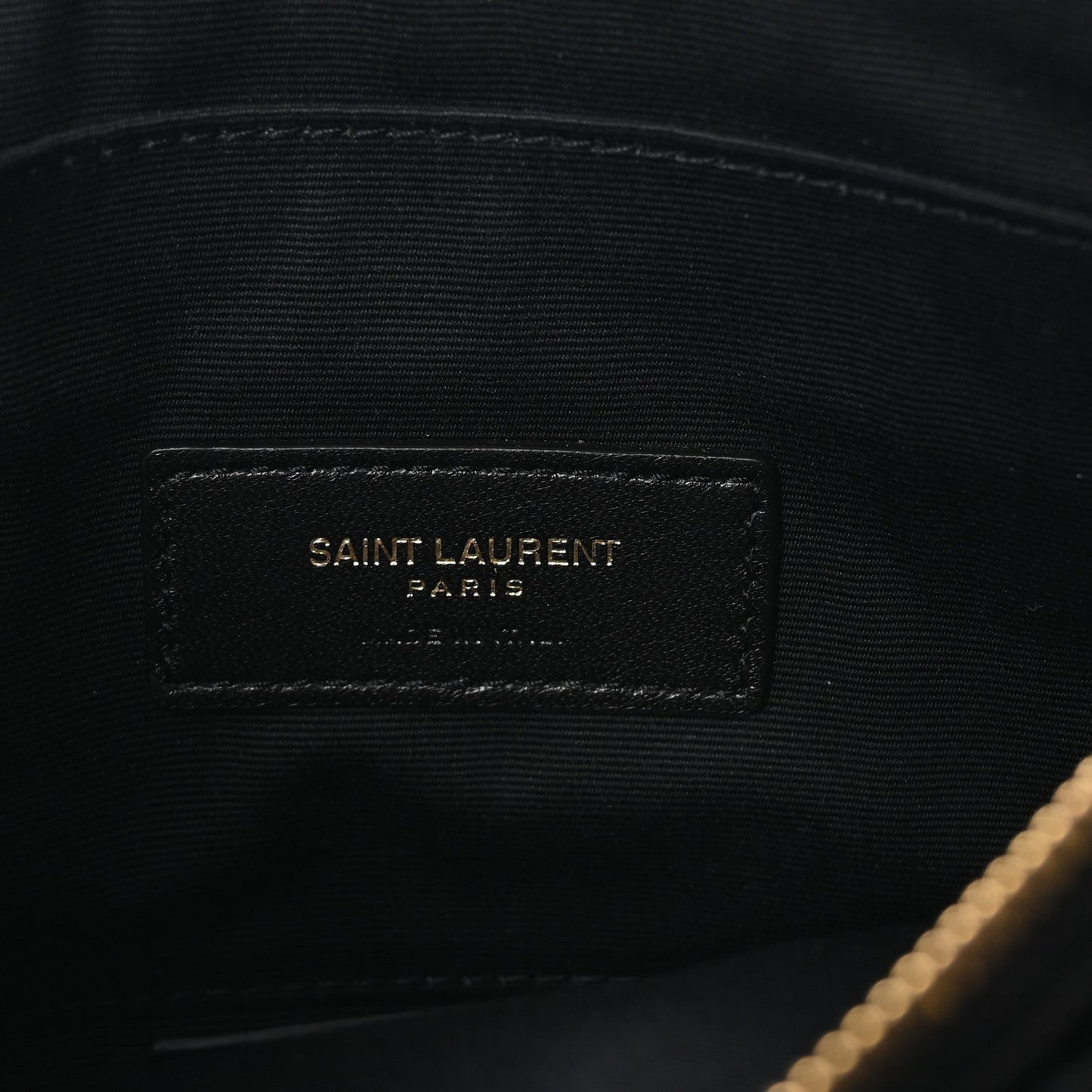 Saint Laurent Grain De Poudre Chevron Monogram Large Bill Pouch Black