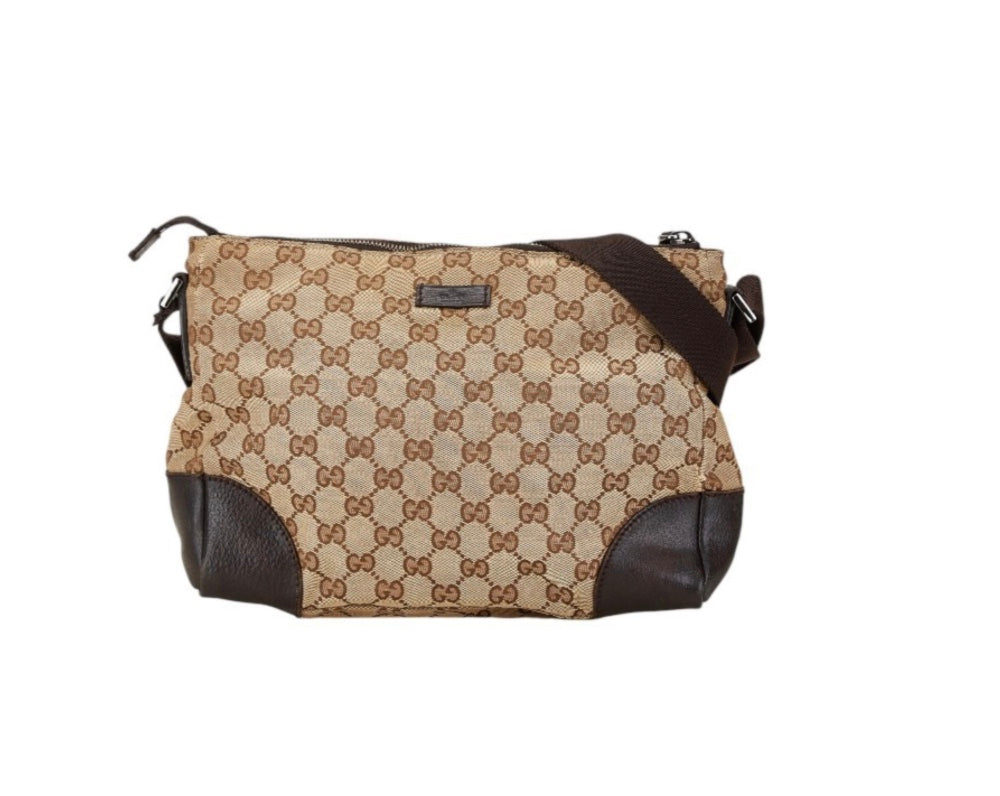 Gucci Front Pocket Messenger Bag Gg Canvas Beige Canvas Shoulder Bag Bag ( )