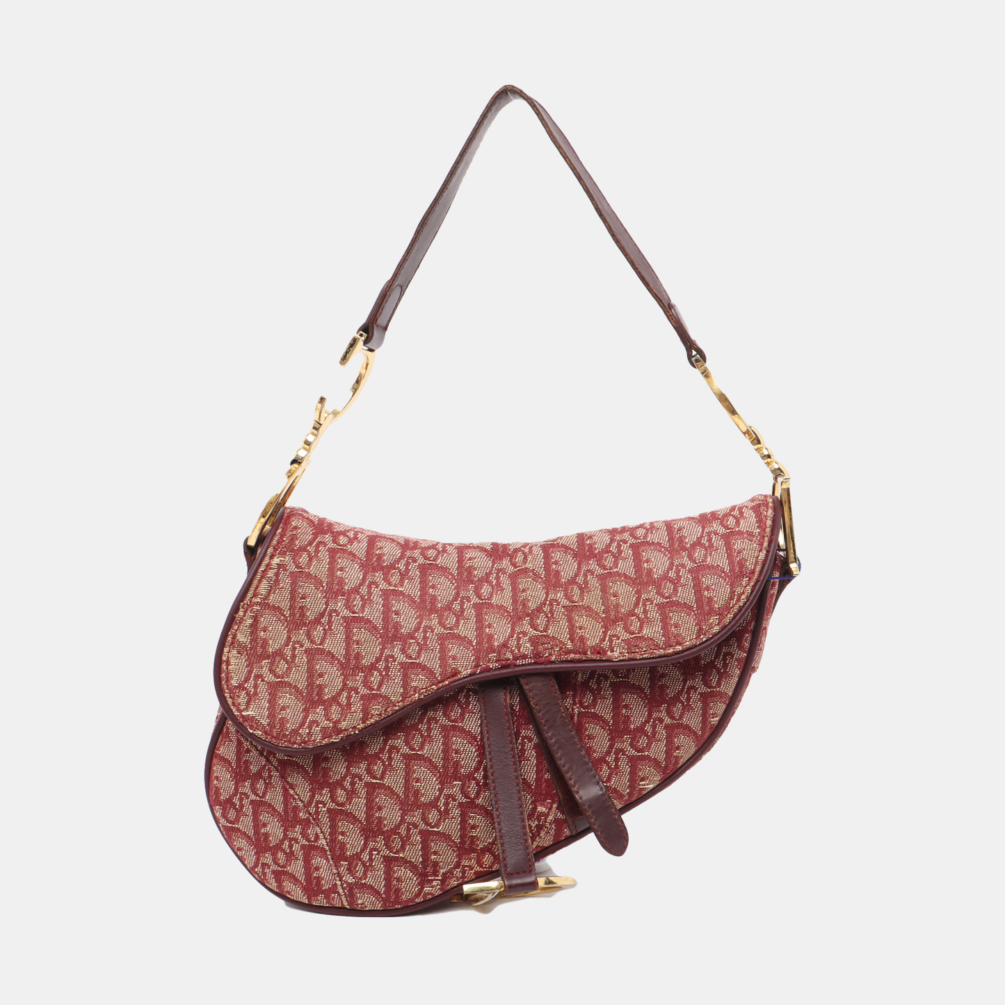 Dior Saddle Vintage Red Burgundy Oblique