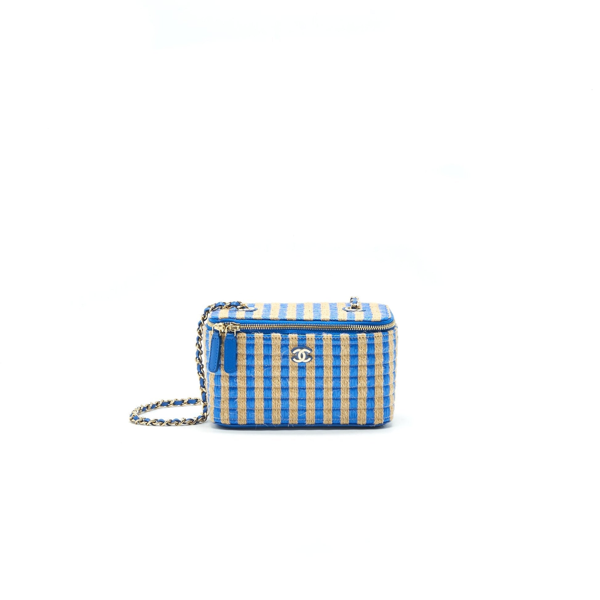 Chanel Vanity with Chain Blue & Beige Handbag