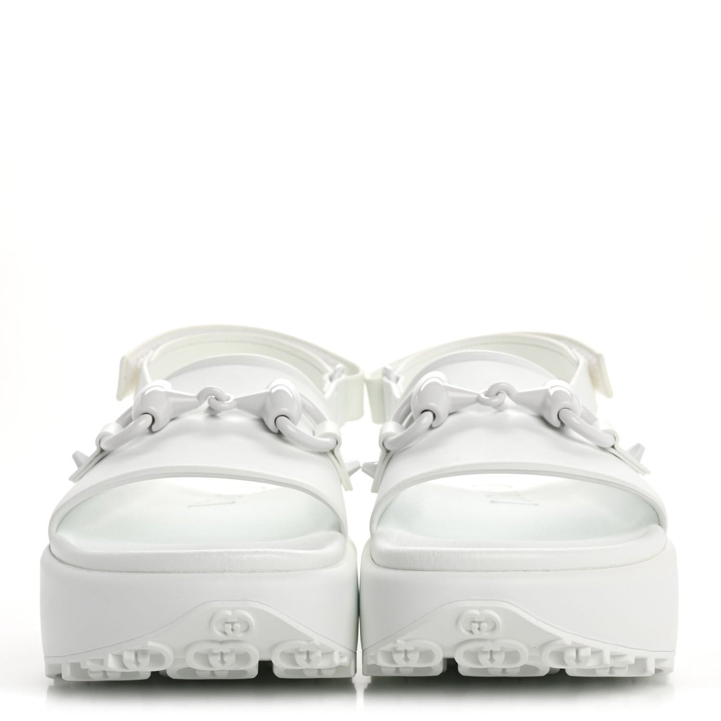 Gucci Soft Rubber Horsebit Touch Womens Strapped Sandals 38 Great White