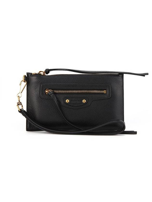 Luxury Balenciaga Trending 2026 Neo Classic Grained Calfskin Clutch Bag Black