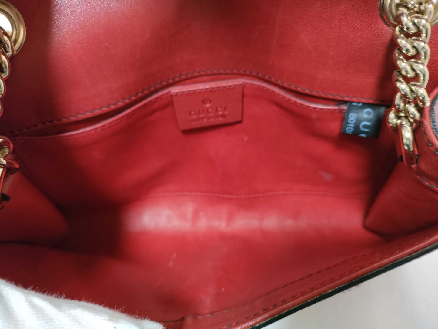 Gucci Emily Chain Flap Bag Leather Red Leather Shoulder Bag Bag ( )