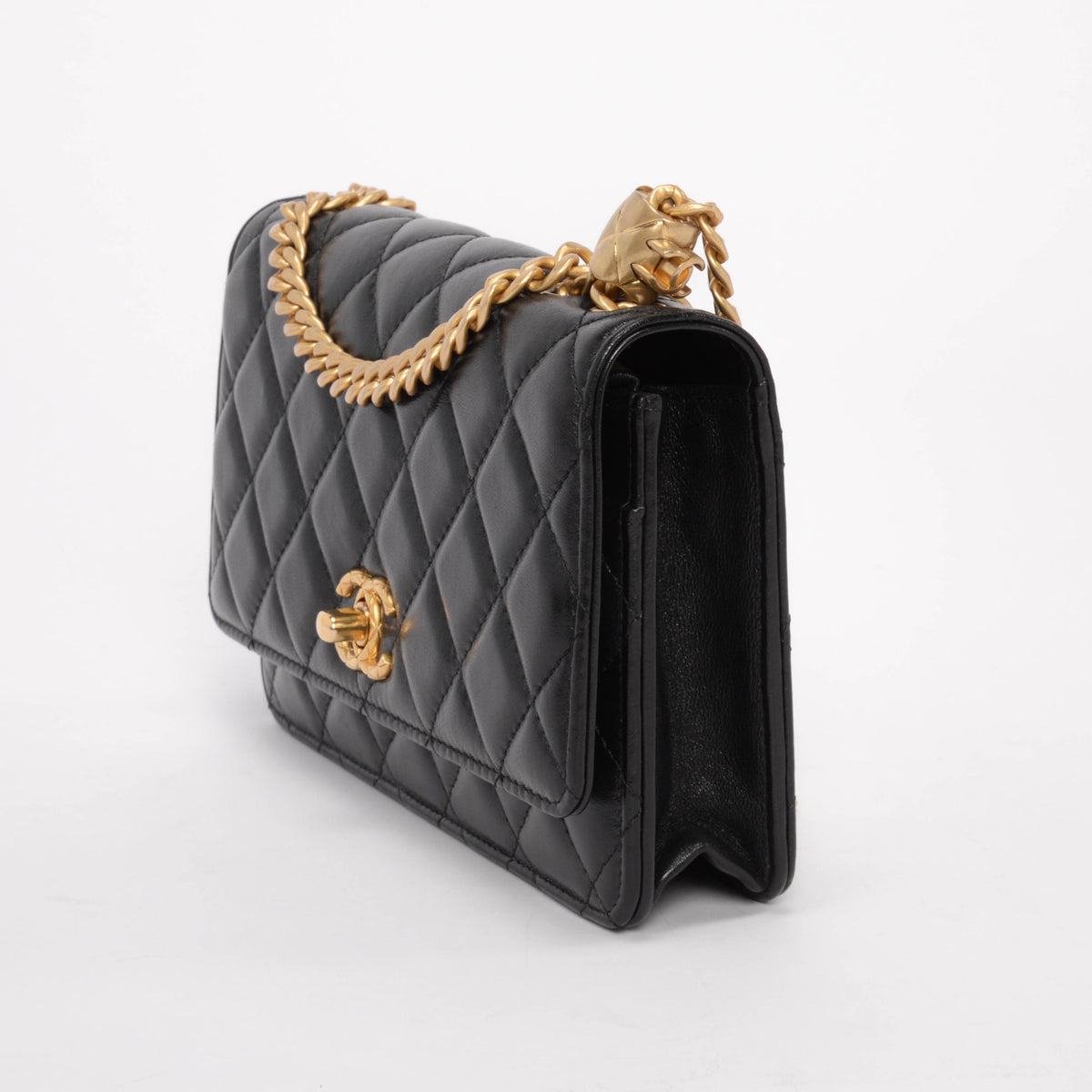 Chanel Black Quilted Lambskin Pillow Crush Wallet On Chain Crossbody
