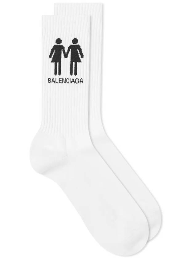Luxury Balenciaga Trending 2026 Pride Tennis Socks White
